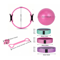 Ensemble de 8 anneaux de yoga et de Pilates de 38 cm avec bandes de résistance portables et ballon de Pilates pour la pratique du fitness et du yoga à domicile
