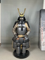 Ensemble complet d'armure de samouraï Yoroi sculpté, casque Maedate doré traditionnel en forme de V, Menpo gris, pour adulte, décoratif et portable