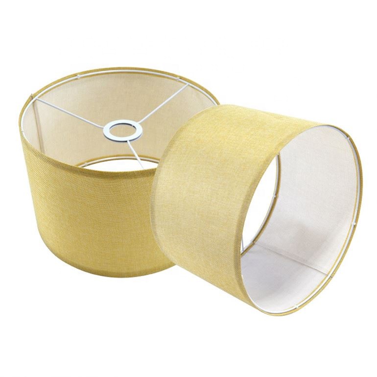 Оптовая продажа, Тень для лампы, круглый бежевый из мешковины, льняные настольные лампы, напольный светильник, абажур