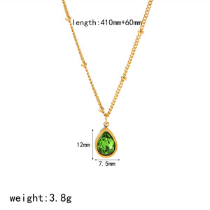 Teardrop Pendant <b>Necklace</b> Gold Plated Zircon Stone Bezel Setting Everyday Wear Women's Jewelry - Product Image 3
