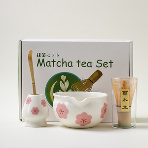 Bambus-Matcha-Set mit quadratischem Besen, Löffel und Schale, zeremonieller Qualität, umweltfreundlich, im Karton - Product Image 1