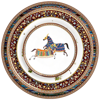 Service de Table Exquis en Porcelaine Fine Motif Cheval – Assiettes Colorées, Bols, Tasses et Présentoir Étagé 6.5-12 pouces – Idéal Hôtels et Restaurants