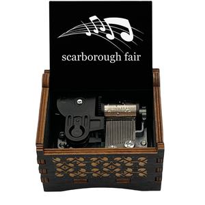 Boîte à musique <span class=keywords><strong>vintage</strong></span> à manivelle avec la chanson Scarborough Fair, mouvement mécanique, jouet musical en bois pour enfants, cadeau d'anniversaire, cadeau de mariage - Product Image 1