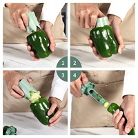 Sunwell 01AA138 2-delige keukenhulp, draagbaar, handmatig te bedienen, milieuvriendelijk, veilig plastic, chilipeper- en paprika-ontpitter