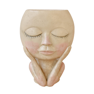 Florero de cara humana decoración chica cara <span class=keywords><strong>cabeza</strong></span> planta jarrón maceta figura artesanía almacenamiento jarrón decorativo cara para decoración del hogar - Product Image 1
