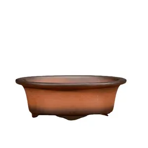 Wholesale Yixing Purple Sand Flower Pot Antique Micro Landscape Succulent Pot Chinese Style Ceramic Oval Bonsai Pot