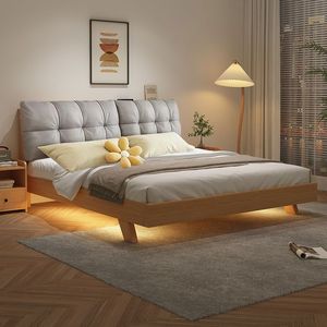 Modern Wooden Bed 1.8M Platform <b>Soft</b> Headboard Bedroom Furniture Adult Double Bed - Product Image 1