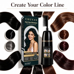Crème colorante permanente pour cheveux à l'extrait d'herbes naturelles avec pinceau applicateur, service OEM, qualité professionnelle - Product Image 1