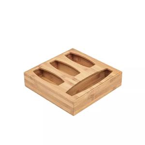OEM/ODM bambú Ziplock bolsa organizador de almacenamiento rollo de plástico dispensador de bolsas para cocina hogar almacenamiento patrón cuadrado - Product Image 3