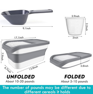 אחסון מזון כלבים מתקפל עם מכסה הזזה שקוף מזון לחיות מחמד - Product Image 6