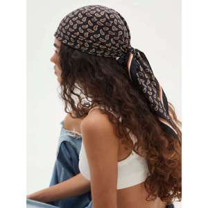 Sciarpa Quadrata Vintage Personalizzata EDGE con Motivo Paisley per Donne, Nera e <span class=keywords><strong>Marrone</strong></span>, Effetto Seta Satinata, per Testa, Collo e Capelli, <span class=keywords><strong>Bandana</strong></span> alla Moda - Product Image 2