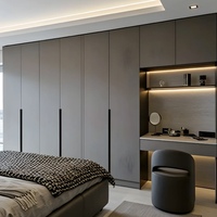 Système de placard de rangement mat noir très populaire avec étagères ouvertes pour chambre moderne, prêt à assembler