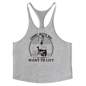 Débardeur de <span class=keywords><strong>musculation</strong></span> classique pour homme, bretelles fines, débardeur musculaire, col halter, pur coton, imprimé, grande taille, entraînement, vente en gros - Product Image 5