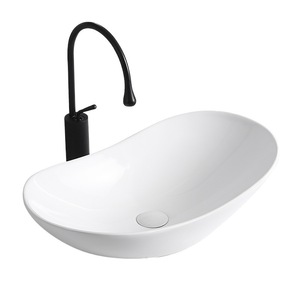 White Rectangular Ceramic Countertop Basin Single Hole Faucet Mount <b>Bathroom</b> Sink Smooth Glaze Spraying - Product Image 1
