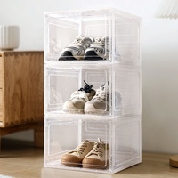 Boîtes de rangement pour chaussures en plastique transparent empilables, anti-poussière, anti-humidité, magnétiques, pour organiser les baskets, les vêtements, les jouets