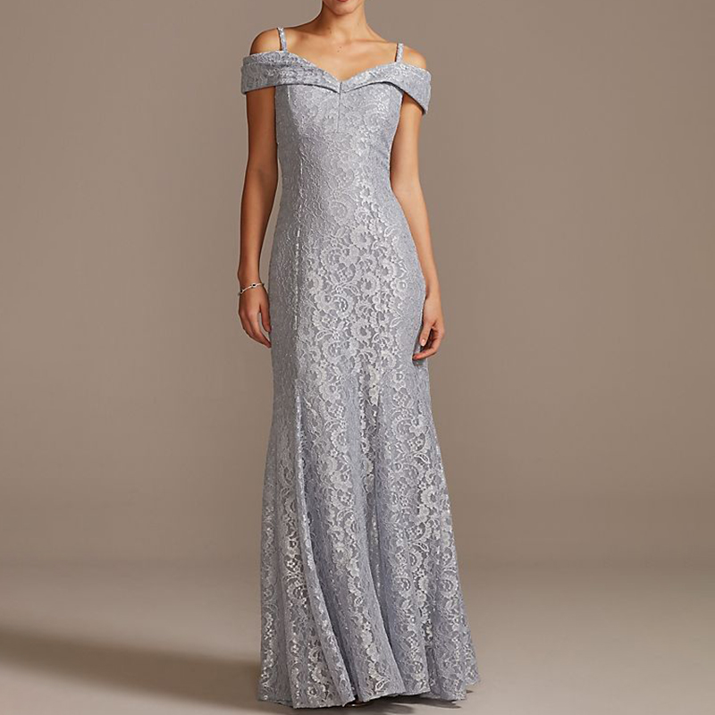 Weixin Cold-Shoulder Glitter Lace Mermaid Dresses for Parties