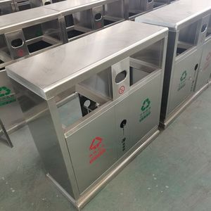 Contenedor de Basura Comercial de Acero Inoxidable 89x36x92cm para Clasificación de Residuos, Cubo de Reciclaje para Exteriores para Gestión de Propiedades Comunitarias - Product Image 2