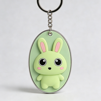 Porte-clés pingouin en peluche personnalisé, mignon, doux, avec cadre ovale vert, cadeau unisexe pour enfants et adultes