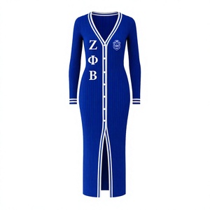 Personnalisé grec Zeta Phi Beta Sororité Vêtements Brodé Coton Long Cardigan Robe Maxi Pull - Product Image 1