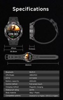 Montre connectée GPS HT53 1,46 pouces, altimètre, baromètre, lampe torche, boussole, 650 mAh, plus de 100 modes sportifs, étanche 3 ATM, montre intelligente pour activités de plein air