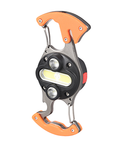 Portable <b>Double</b> Carabiner COB Flashlight with 3 Light Sources Bottle Opener Waterproof <b>USB</b> Rechargeable Work Light for Outdoor S - Product Image 1