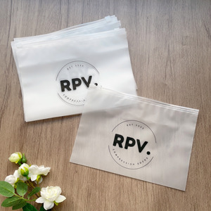 Custom Horizontal Frosted Zipper <b>Bags</b> - Matte Transparent Poly Packaging <b>for</b> Socks & Apparel Branding - Product Image 3