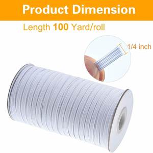 Bande élastique plate de 6 mm (1/4 pouce), cordon tressé tricoté très extensible en bobine pour la couture, les projets d'artisanat et les loisirs créatifs, 100 yards - Product Image 2