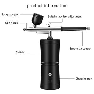 Machine à peinture aérographe professionnelle avec compresseur, kit aérographe portable sans fil pour dégradé, nail art, pâtisserie et artisanat - Product Image 6
