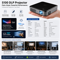 Projecteur portable de poche S100, Android 13, boîte TV intelligente, Wi-Fi 6 intégré, double bande, compatible 4K, lampe LED DLP, 10-120 pouces