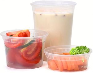 <b>Microwaveable</b> Round With <b>Lid</b> 8 16 32 Oz Takeaway Deli Cup Box Food Storage Container Pp Plastic - Product Image 3