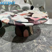Table basse en fibre de verre peinte à la main, art abstrait, table centrale personnalisée en FRP avec peinture graffiti colorée pour galerie, designer, showroom