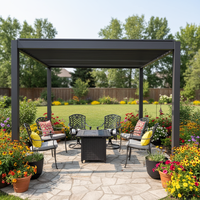 Pergola en alliage d'aluminium coupe-vent WishOutdoor avec option motorisée, facile à assembler et fixations sécurisées pour les cours du Moyen-Orient