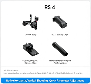 Stabilisateur de caméra professionnel DJI <span class=keywords><strong>Ronin</strong></span> RS4 avec bras d'axe revêtus de téflon et verrouillage automatique pour vlog, vidéo de mariage, gimbal - Product Image 6