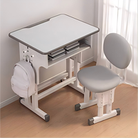 Conjunto de Silla de Escritorio Moderna de Plástico Cómodo con Mesa de Escritura en la Pared y Gancho para Bolsas para Uso en la Escuela, el Hogar y la Oficina