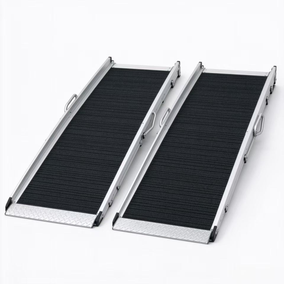 Portable Mobility Ramp, Double Fold Aluminum Wheelchair Ramp for Subway ...