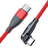 Câble de charge rapide USB C PD 100W 60W, rotation à 180°, forme en L et droite, 2 en 1, nylon tressé, synchronisation des données LED pour téléphone, ordinateur portable, PC