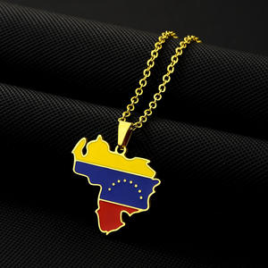 BINSHUO vente en gros bijoux en acier inoxydable personnalisés goutte d'huile le <span class=keywords><strong>Venezuela</strong></span> carte drapeau hommes pendentif collier à breloques pour les femmes - Product Image 4