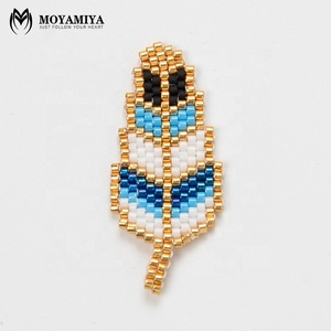 MI-P180022 Moyamiya <span class=keywords><strong>Miyuki</strong></span> En Gros Boho Bijoux Perles de <span class=keywords><strong>Pierre</strong></span> Collier de Charme Pendentif Plume Feuille - Product Image 1