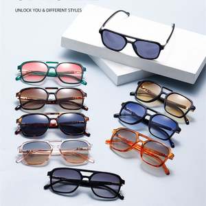 Lunettes de soleil pilote vintage 2025 personnalisées avec logo, grande monture, pour hommes et femmes, protection UV400, double pont, forme carrée - Product Image 2