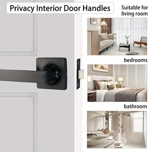 Maniglia per porta interna moderna quadrata da 3/6 pezzi, maniglia per porta <span class=keywords><strong>di</strong></span> <span class=keywords><strong>passaggio</strong></span> per mano destra/sinistra, finitura nera opaca (senza chiave) Serrature per cancelli - Product Image 2