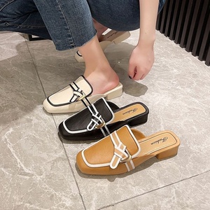 Sandales en peluche tendance pour femmes avec talon, mules pour femmes, chaussures Mary Jane pour femmes, chaussures plates classiques pour femmes, sandales à enfiler - Product Image 5