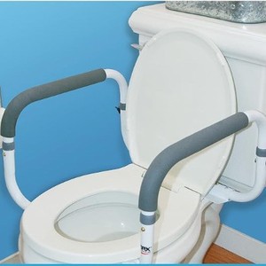 Barra de seguridad para inodoro Huahu con soporte elevado para asiento, soporta hasta 300 libras, para asistencia en el baño para personas mayores - Product Image 2