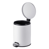Poubelle de bureau cylindrique Victory Basics avec pédale à fermeture douce, revêtement en poudre, acier inoxydable, WBR027