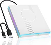 Unidad de CD/DVD Externa USB 3.0 Tipo-C RGB, Grabadora Portátil Ultradelgada, Unidad Óptica RW para Computadora Portátil, PC de Escritorio, Mac, Windows