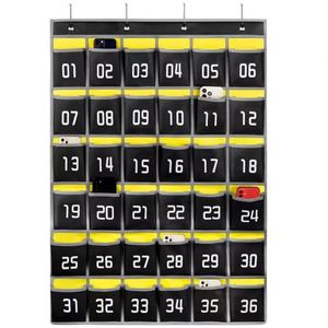 Organisateur mural ou de porte à 36 poches numérotées pour téléphones portables, calculatrices, fournitures scolaires et de bureau - Product Image 1