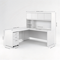 Bureau de direction en L avec huche et meuble de rangement mobile, poste de travail informatique pour bureau à domicile, entreprise et étude