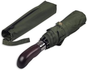 Paraguas de Viaje Plegable de 3 Secciones con Mango de Madera Real, Apertura y Cierre Automáticos, Ventilado, Resistente al Viento, Impermeable, para Promoción - Product Image 1