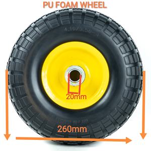 410/350-4 Pneumatisches PU-Schaum gummi rad mit Felgen rollen aus Aluminium legierung Flach frei drehbar Massives Nylon material 410/350-4 - Product Image 6