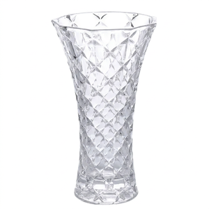 Crystal Tabletop <b>Vase</b> With Diamond Cut Pattern Modern Design Unique Style - Product Image 3