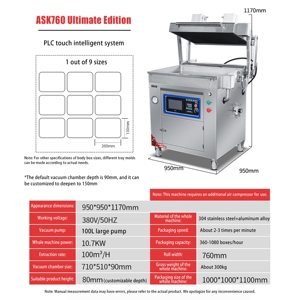 Commercial Electric Skin Vacuum <b>Packaging</b> Machine for Steak Seafood Beef Food Foil Pouch Case <b>Textiles</b> <b>Packaging</b> - Product Image 6